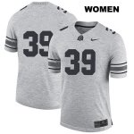 Women's NCAA Ohio State Buckeyes Malik Harrison #39 College Stitched No Name Authentic Nike Gray Football Jersey YO20H78YP